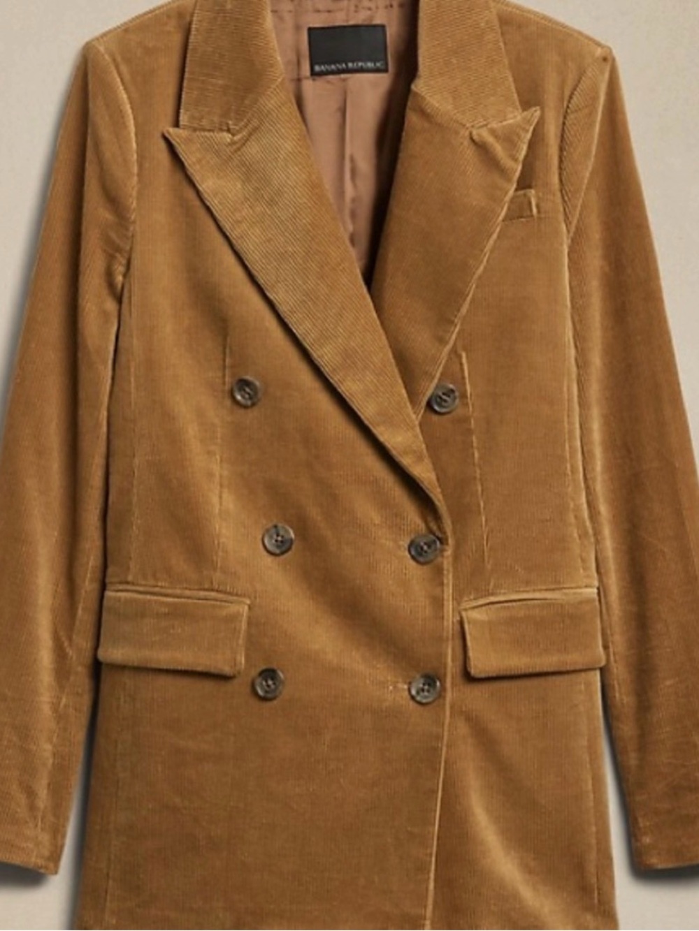Banana Republic Women's Double-Breasted Corduroy Blazer in Camel
